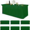 Smiry Spandex Tablecloth 6 Pack, Elastic Fitted Stretch Tablecloth for 6FT Rectangle Tables, Waterproof Washable Table Cover Skirt for Wedding, Banquet & Parties (Emerald Green, 72Lx30Wx30H Inch)
