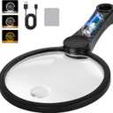 5.2 Inch Large Rechargeable Magnifier with Light, 30X 40X 60X Handheld Magnifying Glass with 49 Anti-Flicker LED Light, Third Gear Dimming Strongest Lighted Magnifier for Seniors Reading Coins
