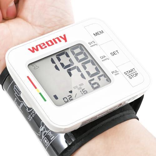 WEONY Blood Pressure Monitor for Home Use,Automatic Wrist Blood Pressure Monitor,Adjustable Wrist Blood Pressure Cuff (5.3-8.5”) 2*90 Reading Memory Digital Blood Pressure Machine with Carrying Case