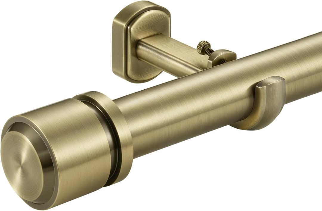 1 1/8 Inch Diameter Curtain Rods 72 to 144 Inches(6-12ft), Telescoping Heavy Duty Large Drapery Rod with Adjustable Aluminum Alloy Bracket, Solid End Caps for Windows Patio Decoration, Antique Bronze