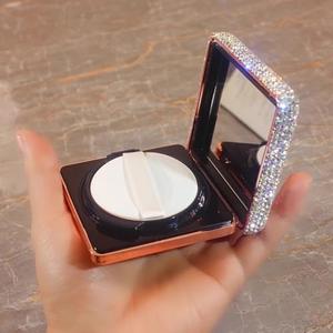 Bestbling Bling Rhinestone Air Cushion Compact Container 0.17/0.7 oz Capacity Empty Foundation Makeup Powder Puff Box Case Refillable Container with Puff for DIY Travel Trip (Silver)