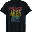 Peace Love Rock'n'Roll Distressed Rock Concert T-Shirt, 2XL