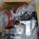 Finnhomy 5 Inch Prep Table Caster Wheels Set of 4 Heavy Duty Expanding Stem Casters with Brake Fit 7/8", 1", 1-1/2" and 1-5/8" Tube Leg for Stainless Steel Furniture Legs, Worktable, Cart, Workbench (Red)