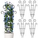 Thealyn 4 Pack Indoor Plant Trellis for Potted Plants Climbing, Outdoor Metal Garden Trellis Houseplants Flowers Vine Ivy, Wave Shape, Black (32 inch)