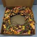 J'FLORU Artificial Fall Wreath 22 Inch Fall Wreaths for Front Door Autumn Porch Farmhouse Thanksgiving Day Harvest Festival
