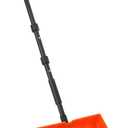 Yocada Snow Shovel 55" Long for Home Garage Driveway Snow Removal with D-Grip Handle Aluminum Strip Large Capacity Orange Shovel for Garden Car Camping Outdoor