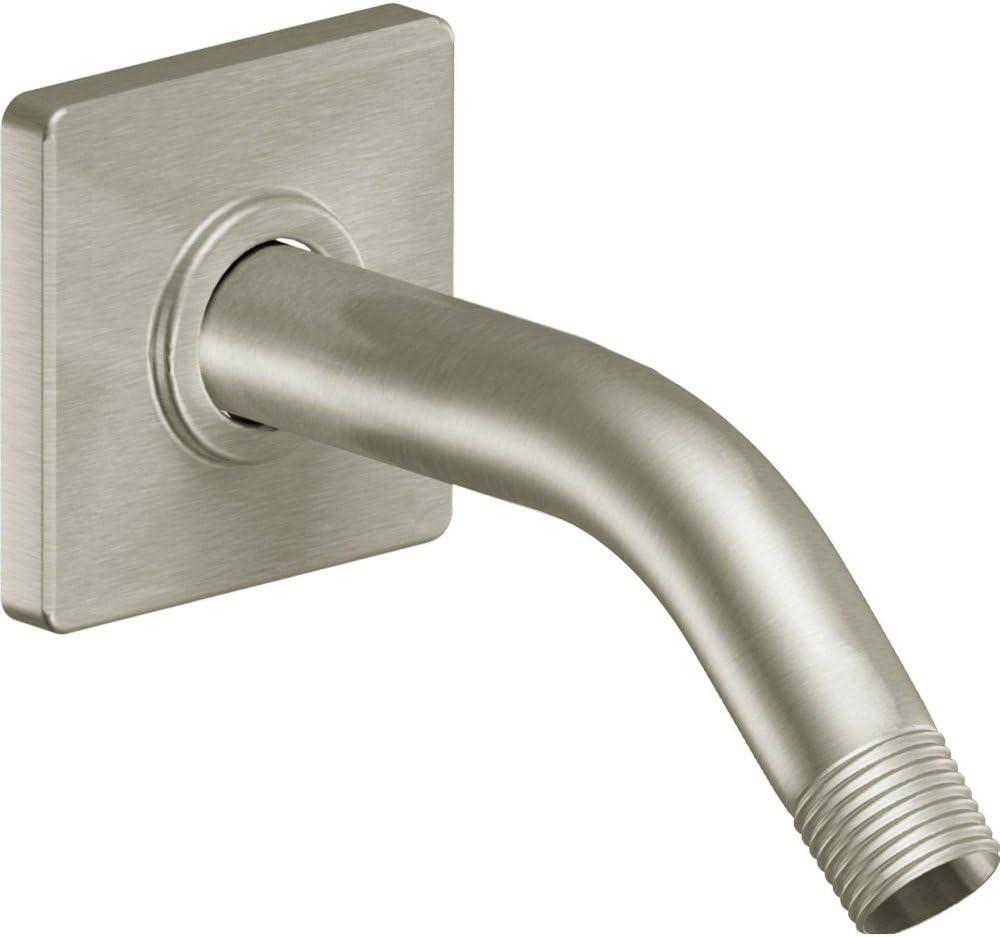 Moen S133BN 8-Inch Standard Shower Arm with Modern Square Flange, Brushed Nickel