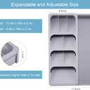 Expandable Kitchen Drawer Organizer, Adjustable Cutlery Trays and Utensil Holder, Kitchen Drawer Dividers Storage for Silverware, Flatware, Knives, Spoons, Gray