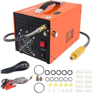 PCP Air Compressor 4500Psi 30Mpa Waterless/oil-free Air Pump Rifle Pistol Paintball Tank Power Supply Built-in 12V car DC 110V AC Household with Power Converter And Oil Wet Filter Easy To Carry