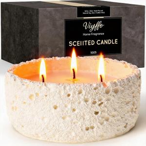 Viyffo Large 20oz Scented Candle Creamy Vanilla, 3 Wick Non Toxic Soy Candles for Women & Men, Matte Ivory White Ceramic Jar Perfect for Home Fragrance, Elegant Spring Dcor & Premium Gift