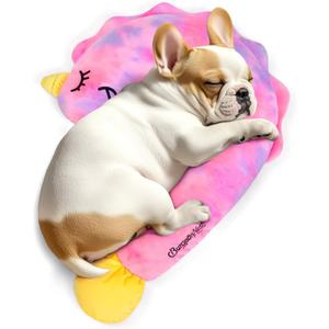 BurgeonNest Small Dog Calming Pillow for Dogs and Cats, Fluffy Soft Colorful Sleep Bolster Cozy Pet Bed Pillow, Great Present for Senior Pup Puppy Kitten, Washable, L (Pink)