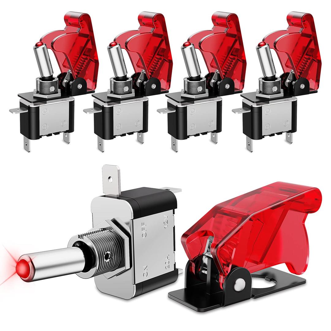 Nilight 5PCS12V LED Toggle Switch Heavy Duty 20A SPST ON Off 3 Pin Rocker for Automotive Cars Trucks Boats Racking