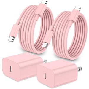 iPhone 17 16 15 Charger Fast Charging,2Pack 20W Apple iPad USB C Wall Chrager Block with 6FT USB C to C Cable for iPhone 17/Pro/Pro Max/17 Air/ 16/16 Pro/16 Pro Max/15/Plus/Pro/Pro Max (Pink)