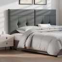 Queen Headboard Only with Adjustable Metal Legs, Faux Leather Upholstered Headboard Queen Size, Modern Stylish Headboard with Sunken Dot Design, Sturdy Bed Headboard for Bedroom, Gray