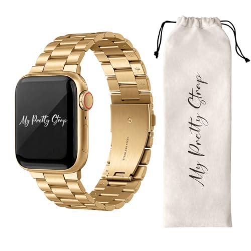 My Pretty Strap- Compatible Apple Watch Band - Stainless Steel iWatch Strap for Women- Adjustable Strap (5.1" - 6.8") - Series 1-11, SE & Ultra ( 41mm) - Gold