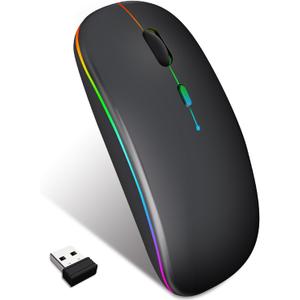 Wireless Mouse for Computer Laptop,Bluetooth Mouse for Apple MacBook,Dual Mode BT 5.0+ 2.4GHz USB Mice (Led Black)