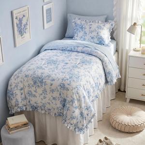 Madison Park Essentials Blue Floral Comforter Set with Sheets Twin XL,5pc