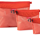 pack all 3 Pcs Water-resistant Material Zipper Pouch Set, Mesh Zipper Bags for Storage, Travel, Office (Orange)