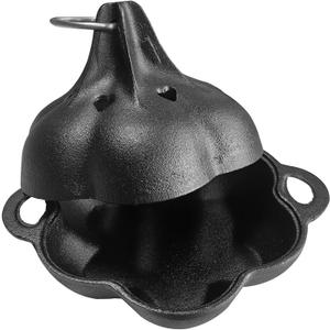 Pre-Seasoned Cast Iron Smoker & Garlic Roaster, Heavy Duty with Lid & Smoker Box for Wood Chips, Outdoor Smokers Cooker