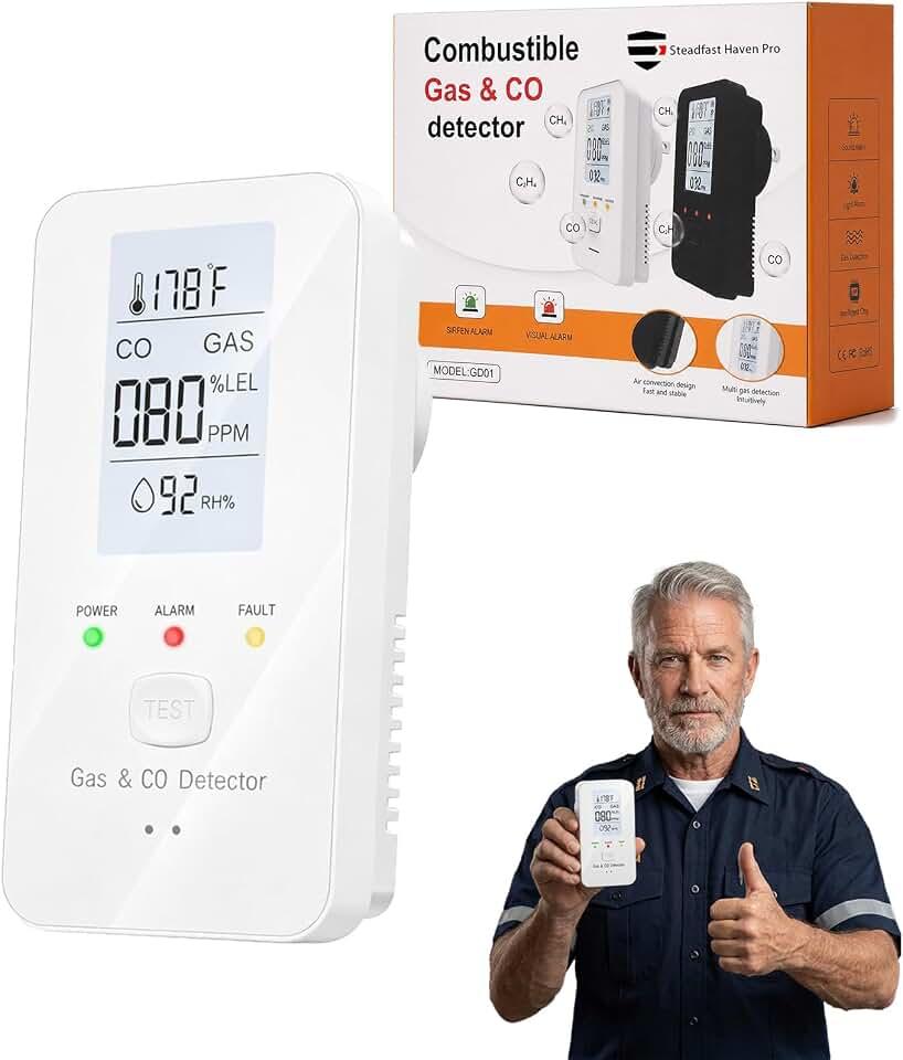 2026 NEW 4-in-1 Indoor Status Display, HD Screen, Plug-in Environment Information Device for Home, RV and Hotel (1 White)