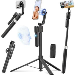 Magnetic Auto Face Tracking Selfie Stick Tripod for iPhone 70.9" Automatic Portable Phone Camera Tripod Stand with Remote, 360 Rotation Follows Your Movement for Video Recording, Travel, Vlogging