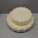 LIYH 24 Pcs Plastic Plates Reusable, Unbreakable Dinner Plates, Scalloped Plastic Plates, Dishwasher Safe,Ivory Plate Sets Perfect for Parties, Birthday, Picnics, BPA Free(12Guests)