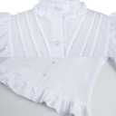 CR ROLECOS Victorian Dress for Women 2-Piece 1800s Civil War Edwardian Dresses Ruffled Renaissance Costume Ball Gown (White, M)