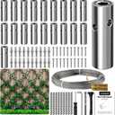 Wire Trellis for Climbing Plants Outdoor, 20-Set Wall Wire Trellis Kit with 1/8in x 98ft Stainless Steel Cable, T316 Cylindrical Espalier System for Fence and Garden DIY Projects