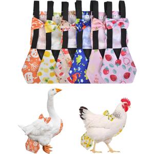 6Pcs Chicken Diapers for Hens,Reusable Duckling Diapers Washable Waterproof Pet Diapers with Bow Tie for Poultry(M)