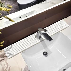 Stone Faucet Mat For Kitchen Sink, 23.6" Diatomite Quick Drying Stone Mat For Kitchen Sink, Sink Splash Guard, Super Absorbent, Sink Stone Quick Dry Around Faucet For Bathroom Counter (White)