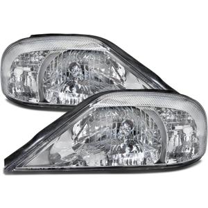 HEADLIGHTSDEPOT Chrome Housing Halogen Headlights Compatible With Mercury Sable 2000-2005 Includes Left Driver and Right Passenger Side Headlamps