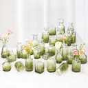 Babenest 30pcs Green Small Bud Vase Set, Mini Gradient Glass Flower Vases in Bulk, Decorations Vintage Little Vase for Rustic Wedding Party Home Office Recepetion Centerpieces Table Decor