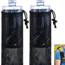 Folding Water Bottle Pouch for Outdoor Activities Lightweight and Portable Holder for Hiking Camping and Fishing Mesh Bottom to Prevent Water Accumulation Black 2 Pack