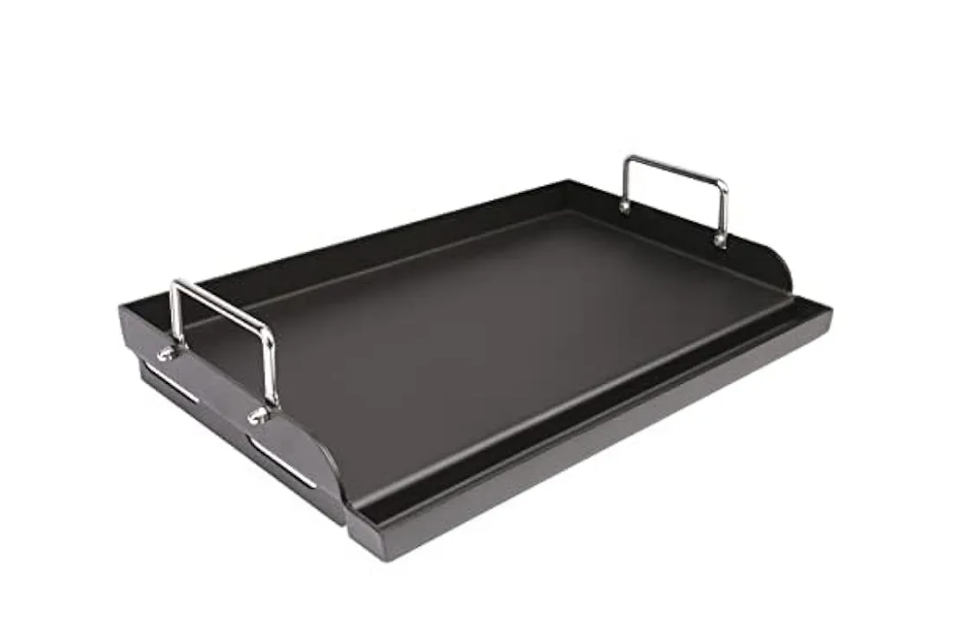 Uniflasy Nonstick Griddle for Gas Grill, Cast Iron Griddle for Outdoor Gas & Charcoal Grills, 25" x16" Nonstick Coating FlatTop Insert Cooking Pan for Weber Charbroil Camp Chef Grill