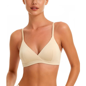 Luckfire Modal Cotton Bra Chest-Wireless Thin Padded Breathable Comfortable Bras for Everyday Triangle Bralette for AAA-B Cup
