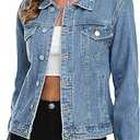 FASHION Women's Denim Jacket Button Up Long Sleeve Basic Trendy Jean Jacket Coat with Pockets M Oversize
