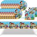 41 pcs Themed Party Supplies, 20 Plates, 20 Napkins and 1 Tablecloth, Birthday Party Decorations for Boys and Girls, 70x42 inches