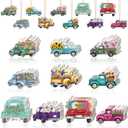 Blulu 50 Pcs Large Spring Flower Ornaments 3.54 Inch Wooden Spring Trunk Flower Tree Ornaments Pendant Hanging Decoration with Ropes for Home Party Decoration