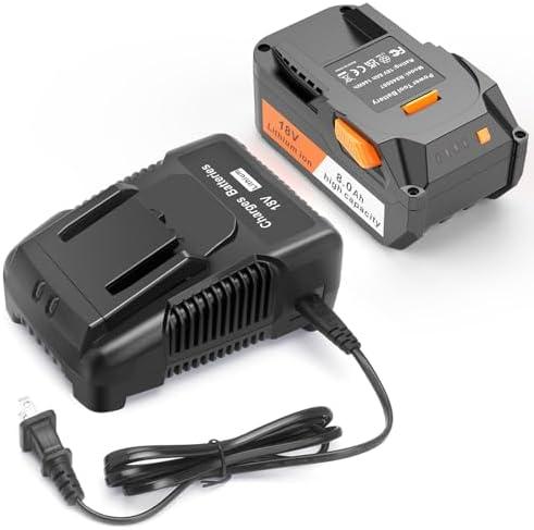 ARyee 18V 8.0Ah Replacement Ridgid 18V Battery Compatible with 18Volt R840087 R840083 R840086 R840085 R840084 AC840085 AC840086 AC840089 with R86092 Battery Charger