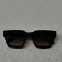 VISOONE Fashion 100% UV400 Protection Rectangle TR90 Y2K Sunglasses Accessories for Women Men RIVER (Black/Gradient Brown)