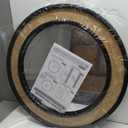 Round Rattan Mirror, 24" Circle Wall Mirror, Farmhouse Wooden Vanity Mirror with Handmade Wicker Frame, Decorative Boho Mirror for Nursery Bedroom Living Room Entryway Black