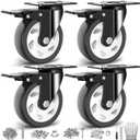 4 Inch Heavy Duty Caster Wheels 2200Lbs, Swivel Casters Set of 4 with Safety Locking, Industrial Plate Caster Wheels for Furniture, Cart, Workbench(Free Screws and Spanner)