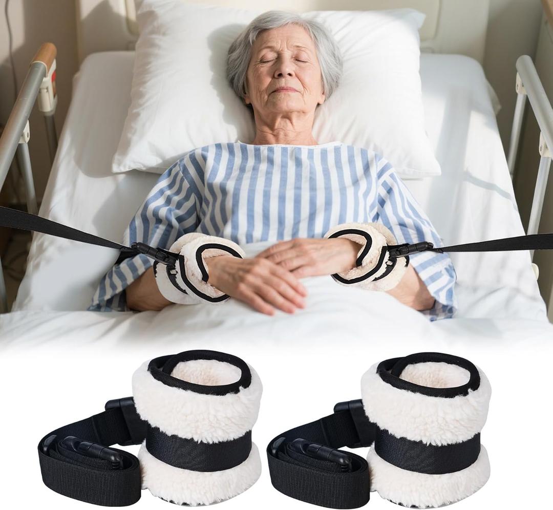Bed Restraints Belts for Wrists and Ankles, Adjustable Limb Holders with Quick Release Buckles for Use with Medical Bed, Headboard and Frame Rail, Arm and Leg Restraints for Elderly Adults Safety, Color Red