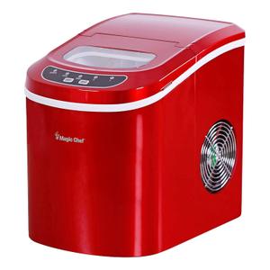 Magic Chef Countertop Ice Maker - Mini Portable Ice Machine - Home Bar Ice Cube Freezer, Makes up to 27 Pounds Per Day, Red (Stainless Steel)