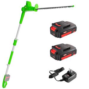 MZK 2-in-1 20V Pole Mini Hedge Trimmer & Grass Shear, 13ft Reach, Electric Hedge Trimmer with Extension Pole, Multi-Angle,Used in Garden,Yard(2*Batteries and Charger Included)(Orange)