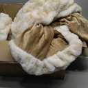 Lavish Home Oversized Ruched Faux Fur Blanket - 60x80-Inch Jacquard Faux Fur Queen-Size Throw for Sofas and Beds - Luxurious Bedding (Beige)