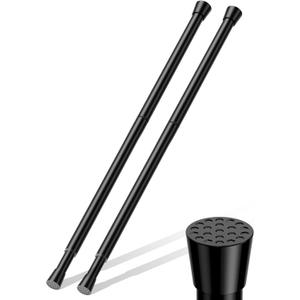 Short Spring Tension Rods for Windows (23 to 37 Inches, Black, 2-Pack) - No Drill Adjustable Pressure Curtain Rods for Kitchen, Bathroom, and Closet