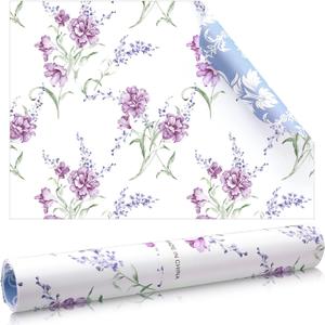 Geosar 10 Sheets Drawer Liners for Dresser Scented Drawer Liners Drawer Paper Liner Non Adhesive Scented Liners for Drawers Fragrant Drawer Liners for Home Shelf Closet(Purple Flower)