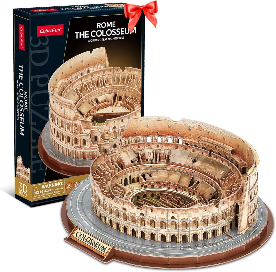 CubicFun 3D Puzzles for Adults Kids New Version Italy Rome Colosseum Jigsaw Puzzle DIY Building Model Kit Birthday Gift for Boys Girls Age 10+, 163 Pieces Easter Gift, 163 Pieces, 37.4 X 34 X 11.7 Cm