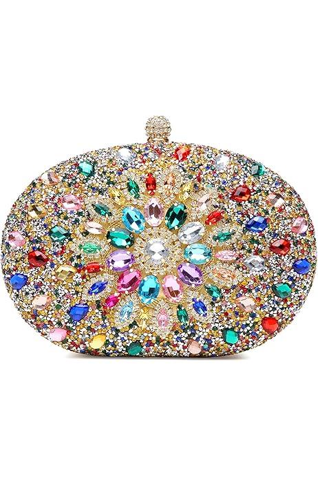 Clutch Purses For Women Rhinestone Evening Purse Sparkling Handbags Crystal Clutch For Wedding Party (Gold)